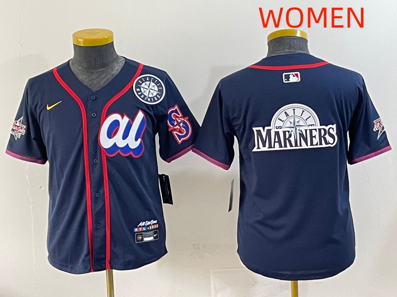 Women 2025 Seattle Mariners Blank Drak Blue All star Blank Blue Nike MLB Jersey style 9